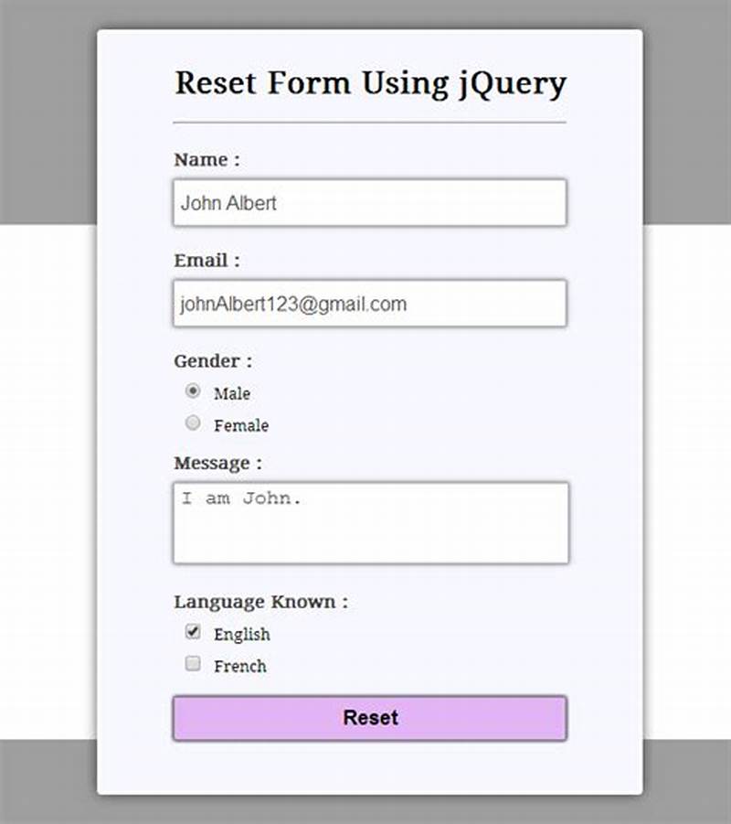 How To Reset A Form In Javascript