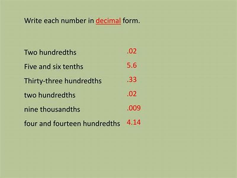 How To Write Tenths In Decimal Form