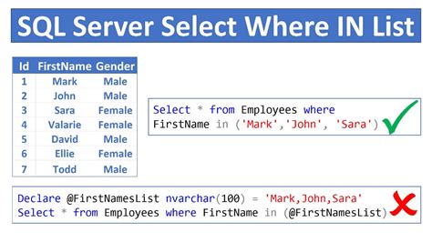How can I select from list of values in SQL Server