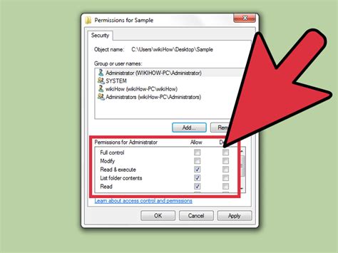 How do I change permissions for a folder and its subfoldersfiles closed