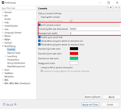 How do I increase the capacity of the Eclipse output console