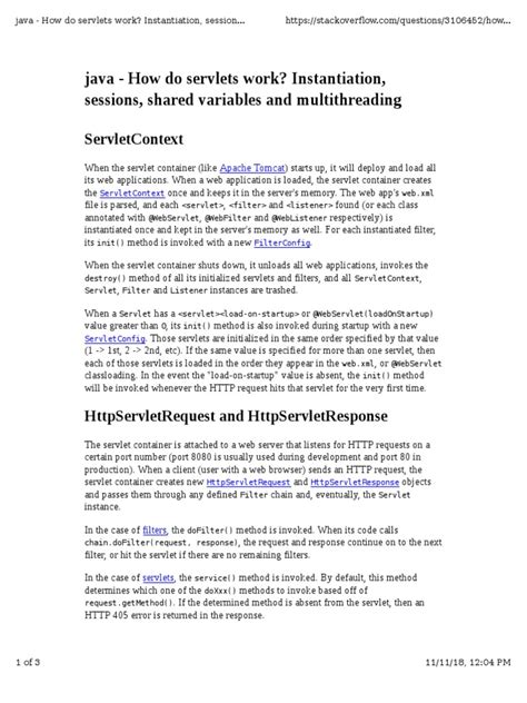 How do servlets work Instantiation sessions shared variables and multithreading