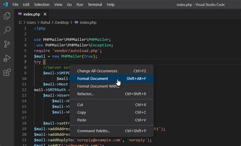 How do you change the formatting options in Visual Studio Code