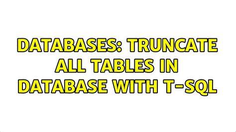 How do you truncate all tables in a database using TSQL