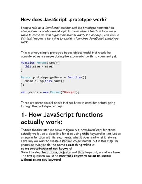 How does JavaScript prototype work