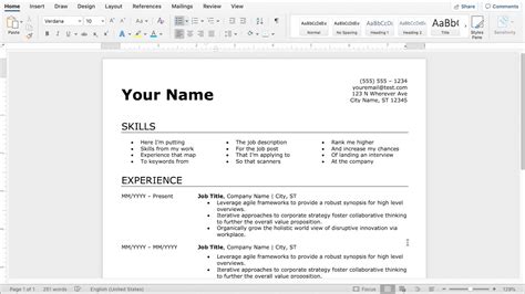 Resume Microsoft Word