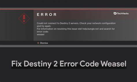 Immediate Steps to Fix Destiny Error Code Weasel