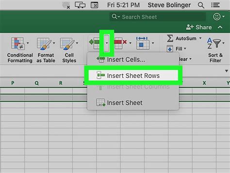How to Insert a Row Excel