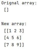 How to add a new row to an empty numpy array
