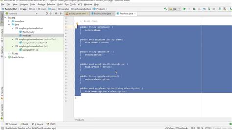 How to automatically generate getters and setters in Android Studio