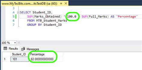 How to calculate percentage with a SQL statement