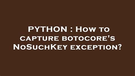 How to capture botocores NoSuchKey exception