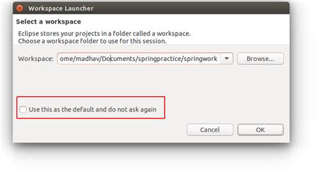 How to change the Eclipse default workspace
