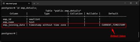 How to create timestamp column with default value now