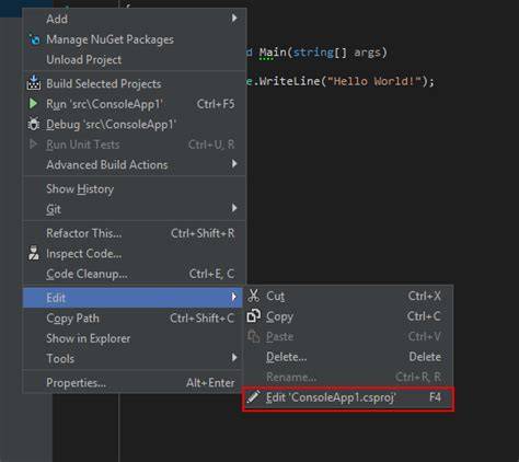 How to edit csproj file