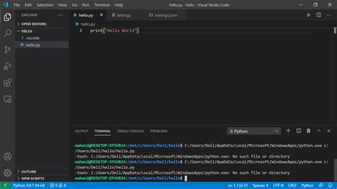 How to execute Python code from within Visual Studio Code