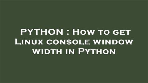 How to get Linux console window width in Python