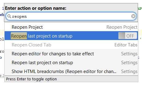 How to prevent open last projects when IntelliJ IDEA starts