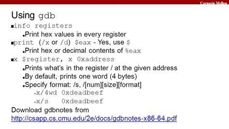 How to print register values in GDB