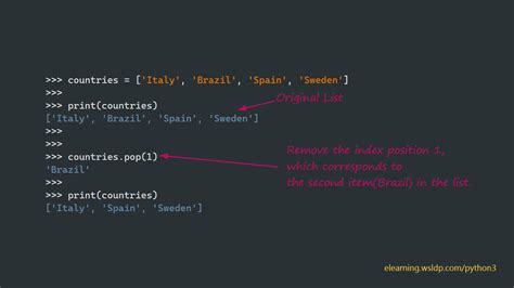 How to remove an element from a list by index