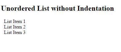 How to remove indentation from an unordered list item