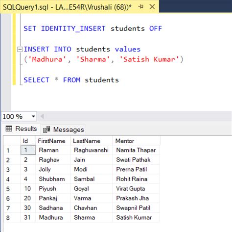 How to turn IDENTITYINSERT on and off using SQL Server 2008