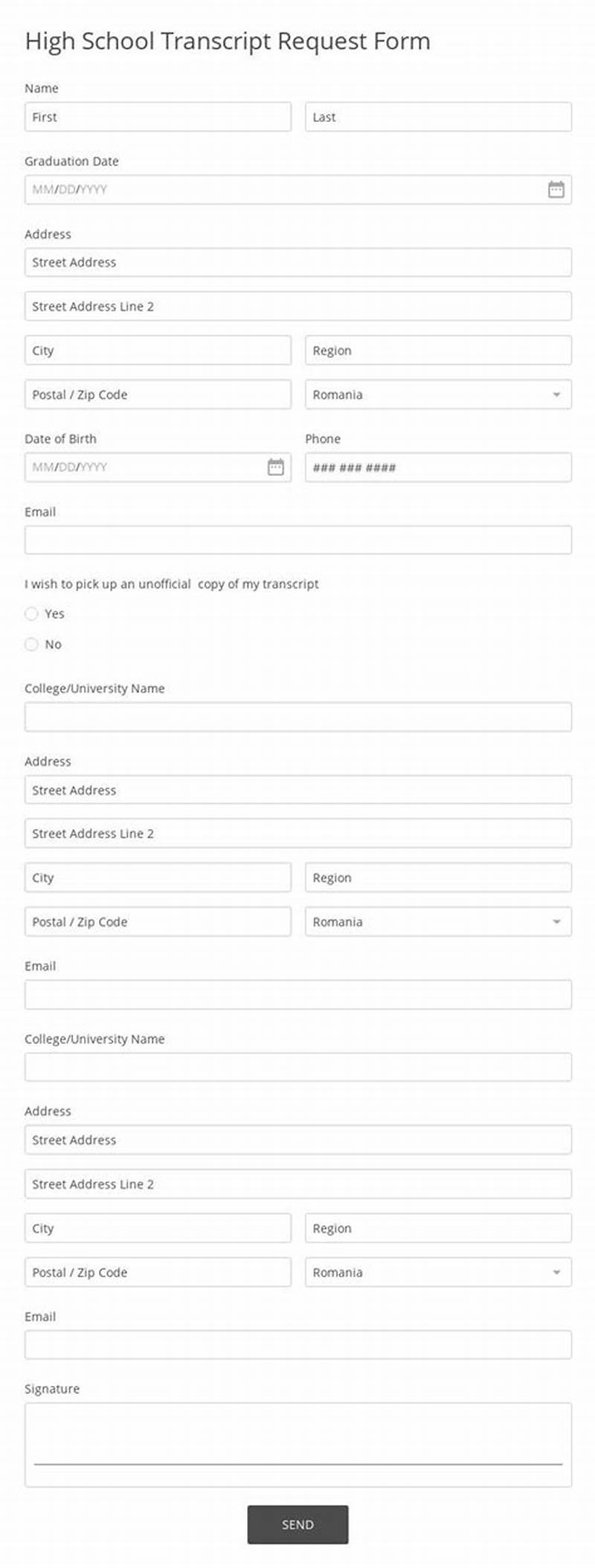 Hs Transcript Request Form