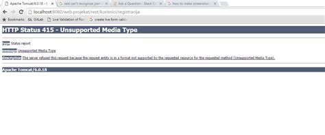 Http 415 Unsupported Media type error with JSON