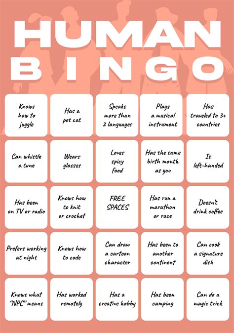 Human Bingo Game Template