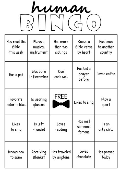 Human Bingo Template