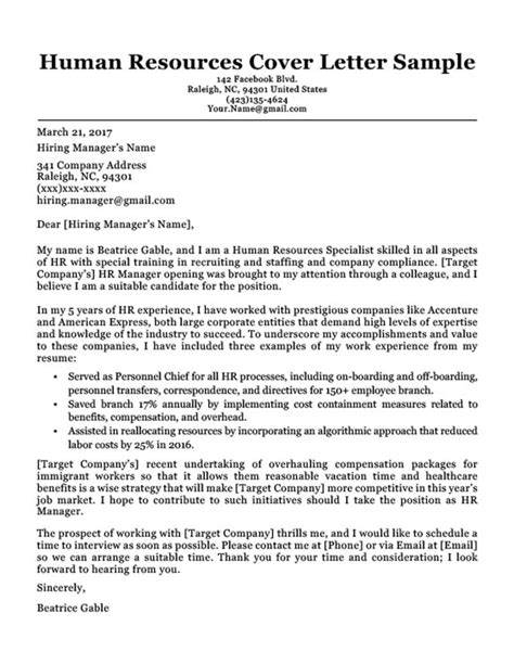 Human Resources Cover Letter Template