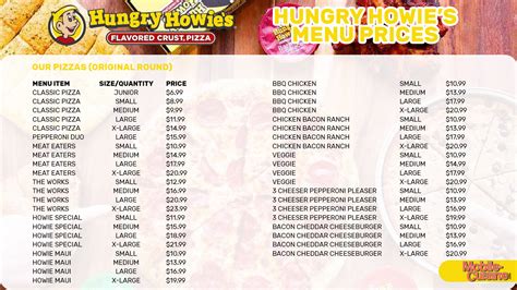Hungry Howies Nutrition Chart