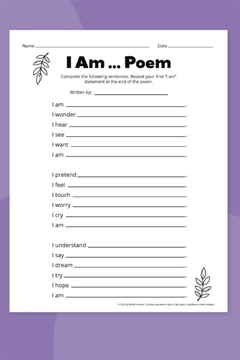 I Am Template Poem