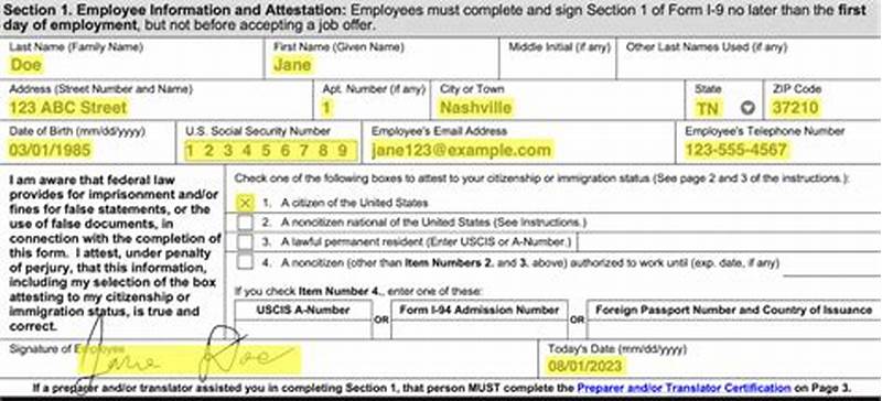 I-9 Form Example Completed