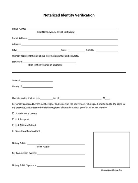Identity Verification Form Template