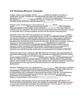Iep Minutes Template