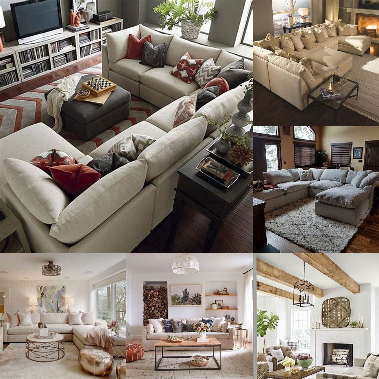 Image 2 A cozy beige modern sectional sofa in a rustic living room