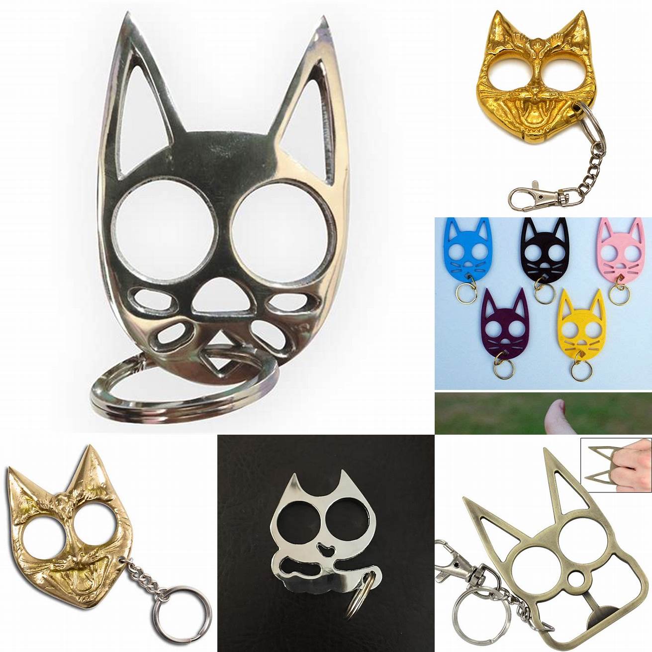 Image 2 Cat Brass Knuckles Keychain in Action