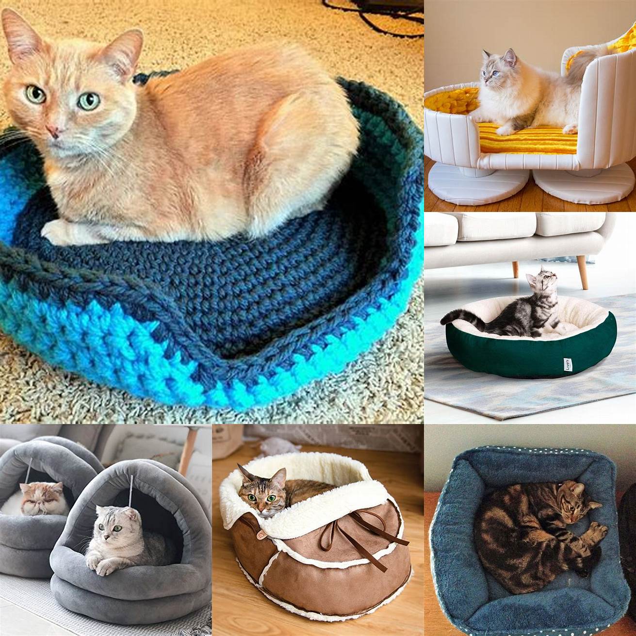 Image 2 Cat bed in shades of blue and green