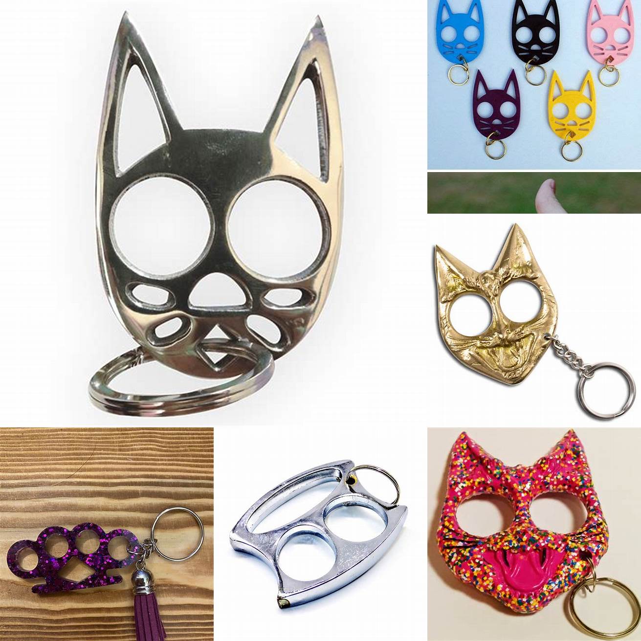 Image 3 Cat Brass Knuckles Keychain as a Decorative Item