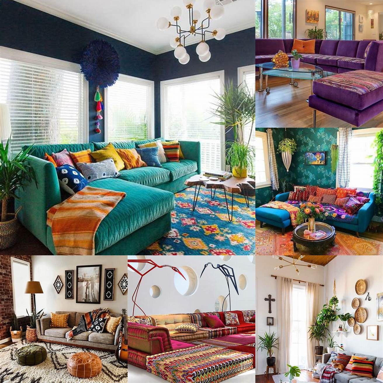 Image 4 A fun and colorful modern sectional sofa in a bohemian living room
