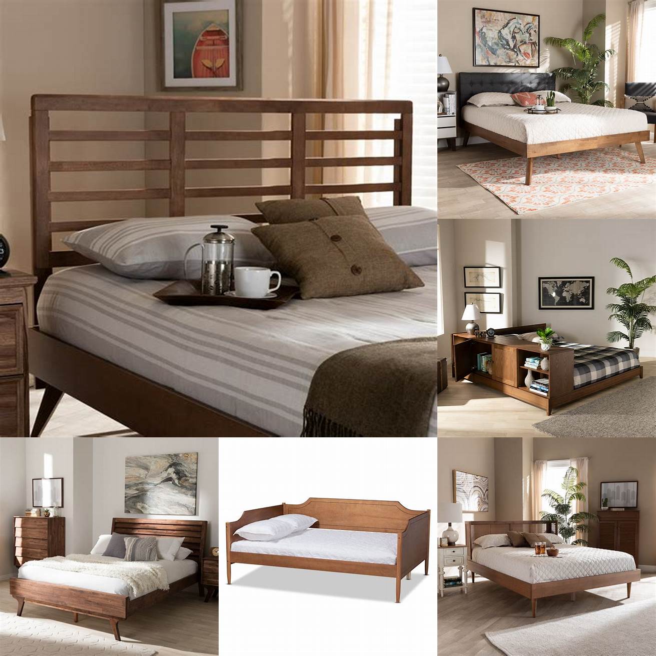 Image 4 Baxton Studio Bed with Wooden Slats