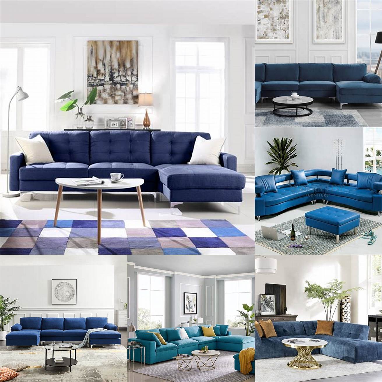Image 5 A sleek and stylish blue modern sectional sofa in a contemporary living room