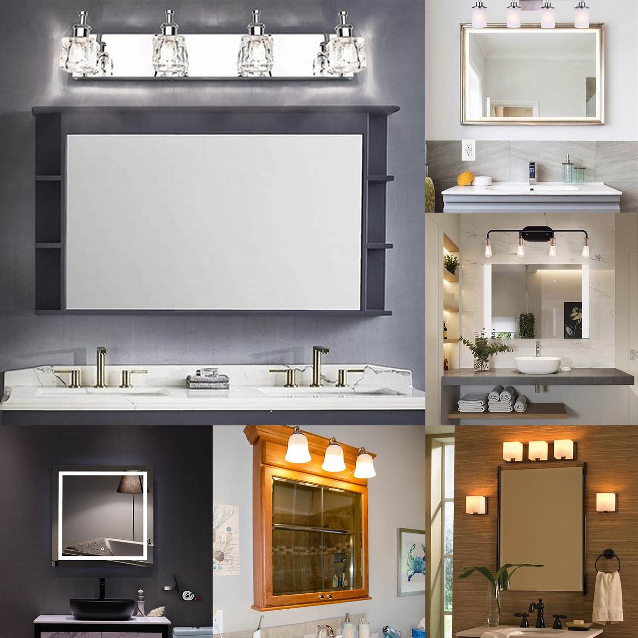 Image 5 A wall mounted vanity with a built-in mirror and overhead lighting