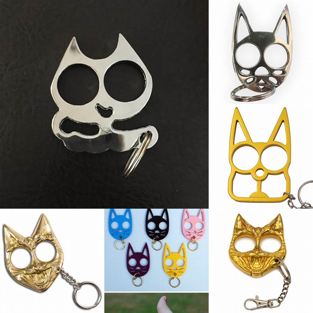 Image 5 Different Designs of Cat Brass Knuckles Keychain