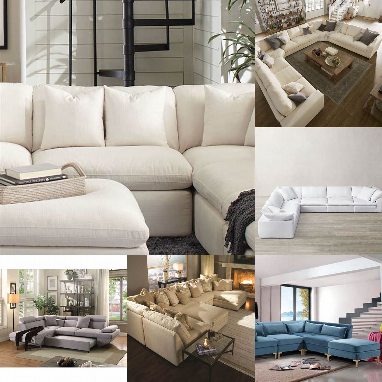 Image 6 A white-colored large sectional sofa with a modular design and adjustable headrests