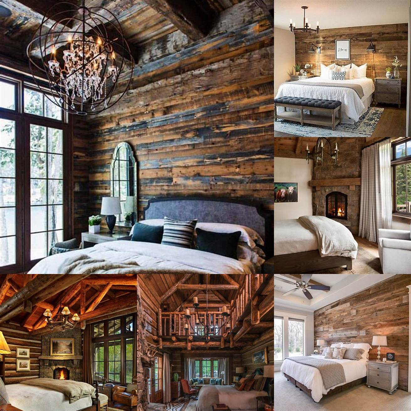 Image Rustic master bedroom with wooden accents