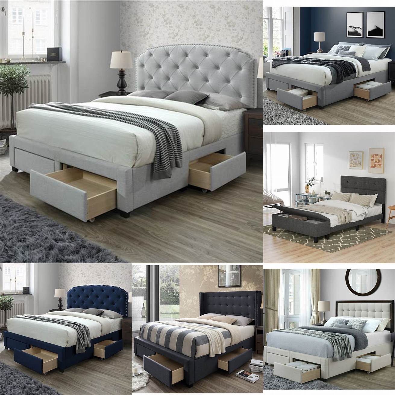 Image of a Queen Size Bed with Fabric Storage Compartments