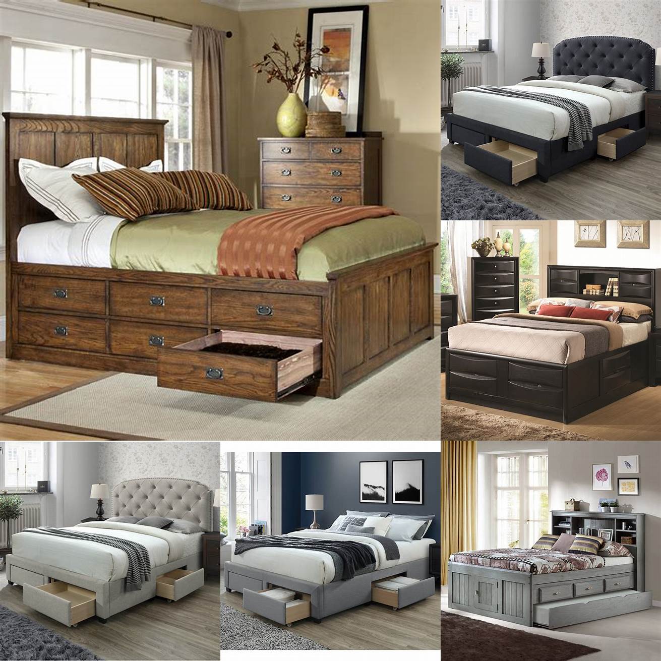 Image of a king size bed with drawers
