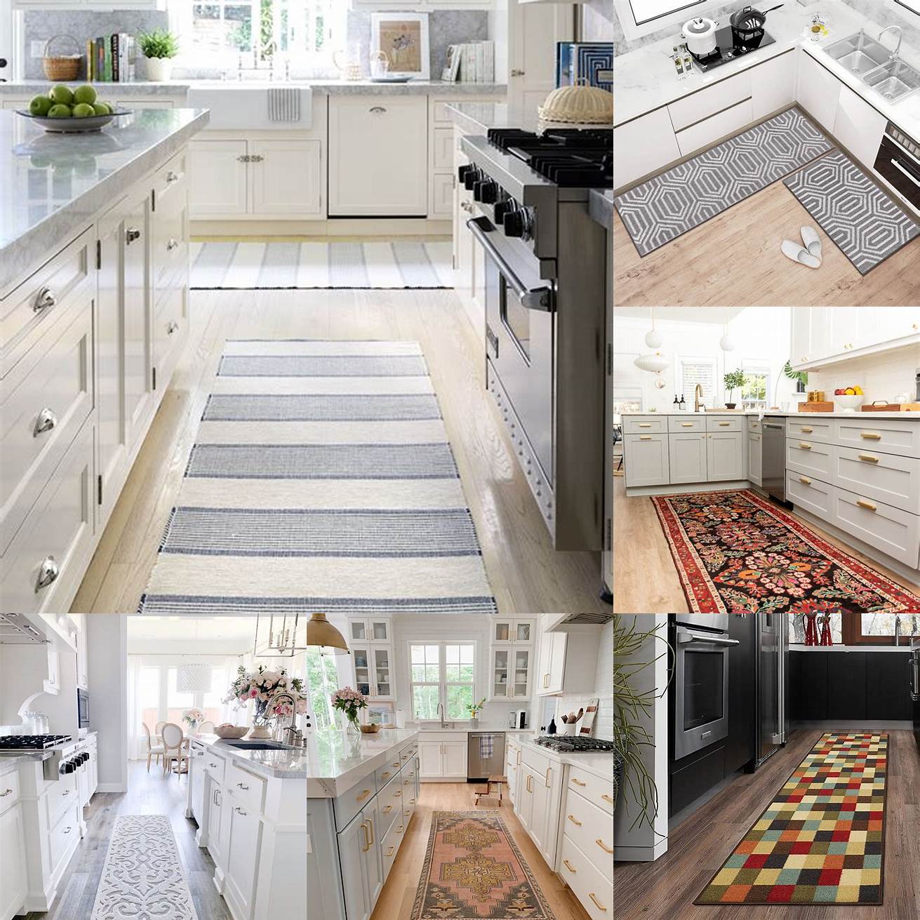 Image of a kitchen with a rug on the floor